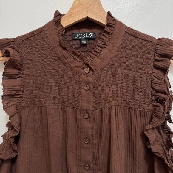 J. Crew Soft Cotton Gauze Ruffle Garden Top Medium - Picture 3 of 11